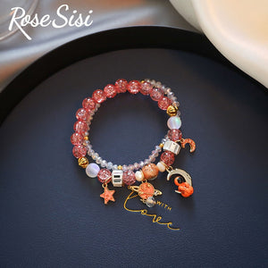 Rose sisi Korean Style version of the new cute sweet and fresh crystal bracelet for women astronaut space planet gift for girl