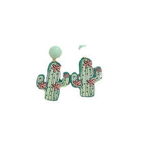 Minar Summer Cartoon Cactus Drop Earrings for Women Mujer Green Color Resin Planet Hanging Dangle Earrings Chic Party Jewelry
