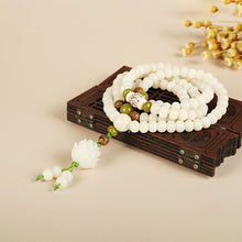 Chinese Style Bracelets Exquisite Flower Crystal Bangles Retro White Jade Beaded Bracelets Jewelry Gift For Women Girlfriends