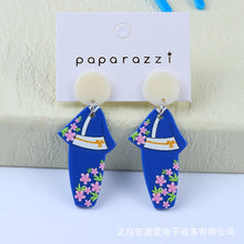 New Retro color contrast relief fresh printing cactus Earrings simple temperament acrylic earrings earrings women