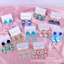 Earrings For Women Heart Cactus Relief Acrylic Charm Eardrop Girls Cute Exaggeration Summer Jewelry For Women