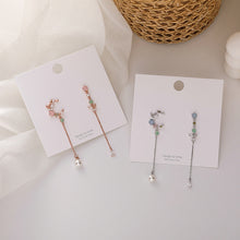 2020 Fashion Asymmetry Star Moon Long Dangle Earrings For Women Micro-inlaid Zircon Fairy Butterfly Flower Pearl Tassel Earrings