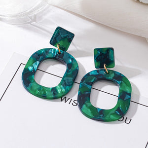 Korean Statement Earrings For Women 2020 Fashion Vintage Green Arcylic Gold Geometric Tassel Drop Earings Female Brincos Jewelry