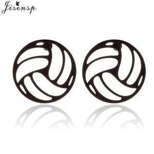 Multiple Black Stainless Steel Stud Earrings for Women Men Fashion Volleyball Leaf Fox Star Moon Earings Piercing Jewelry Gift