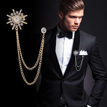 Korean High-end Rhinestone Star Brooch Crystal Tassel Chain Corsage Suit Coat Badge Lapel Pin for Men Women Clothing Accessories