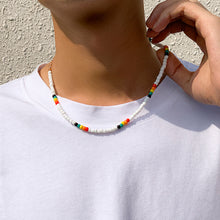 Boho Colorful Handmade Beaded Short Collar Clavicle Chain Imitation Pearl Necklace for Men Women Girls 2021 New Korean Jewelry