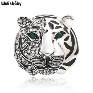Wuli&amp;baby Big Brand Rhinestone Tiger Brooches For Women Men 2-color 2022 The Year Of Tiger Party Brooch Pin Gifts