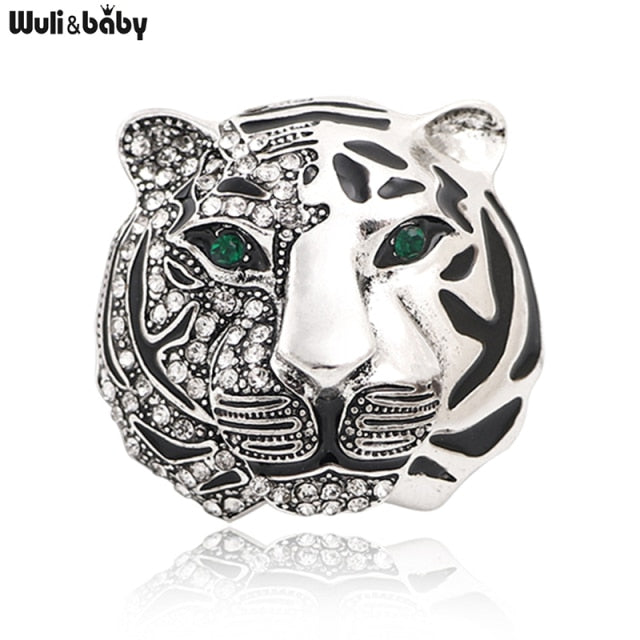 Wuli&baby Big Brand Rhinestone Tiger Brooches For Women Men 2-color 2022 The Year Of Tiger Party Brooch Pin Gifts