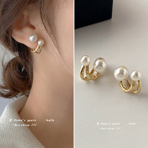 2021 New Retro Light Luxury Pearl Stud Earrings Korean Simple Jewelry Christmas Party Girl&#39;s Temperament Accessories For Woman