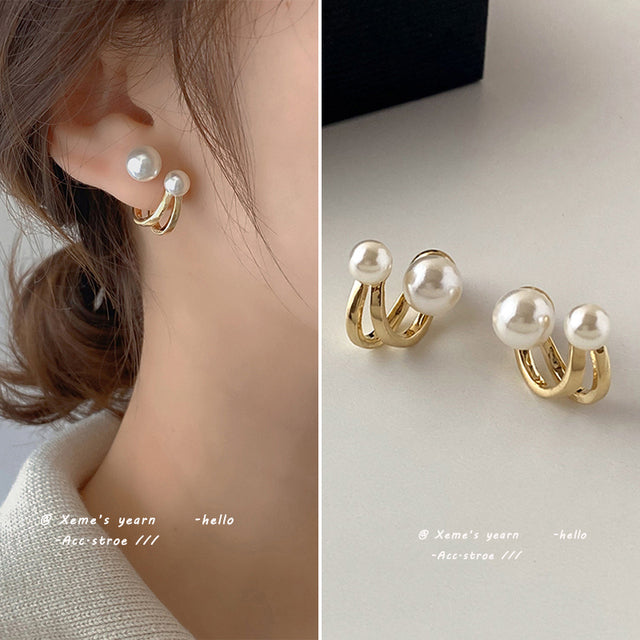 2021 New Retro Light Luxury Pearl Stud Earrings Korean Simple Jewelry Christmas Party Girl's Temperament Accessories For Woman