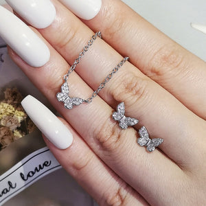 2pcs Pack 2022 New Luxury Butterfly silver color bride Dubai Wedding For Women Lady Anniversary Gift Jewelry Bulk Sell J5965