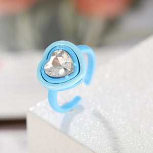 Korean Style Blue Purple Rings for Women Punk Trendy Vintage Heart Ring Small Daisy Flower Rings Party Couple Rings