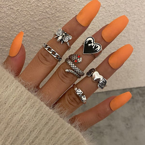 2022 women ring set bague femme matching rings bohemian fashion jewelry schmuck finger accesorios mujer couple gift wholesale