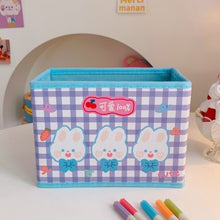 Kawaii PU Fabric Desktop Storage Box Organizer Sweet Cute Bear Rabbit Collapsible Student Mini Storage Boxes Storage Basket Desk