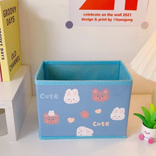 1pc Desktop Storage Basket Cute Printing Home Organizer Nonwoven Sundries Storage Box Girls Kawaii Desk Makeup Organizer Boxes