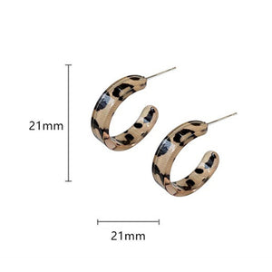 New Korean Statement Earrings for Women Brown Leopard Geometric Hoop Earrings Vintage 2022 Trend Fashion Jewelry Gifts Creative