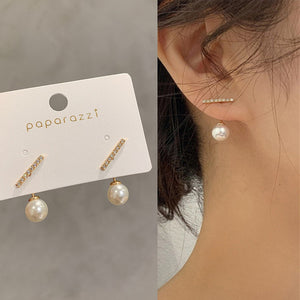 Korean Earing Claw Ear Hook Clip Earrings for Women Four-Prong Setting CZ Gold Color Ear Earrings Fashion Jewelry New Year Gift