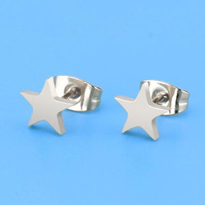 2022 Korean Simple Mini Stainless Steel Earrings Women Men Punk Geometric Heart Triangle Star Moon Stud Earrings Fashion Jewelry